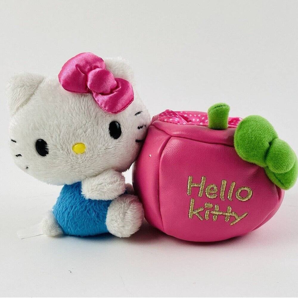 Halloween Hello Kitty 7" Holding Pink Pumpkin Plush Polka Dot Container Sitting
